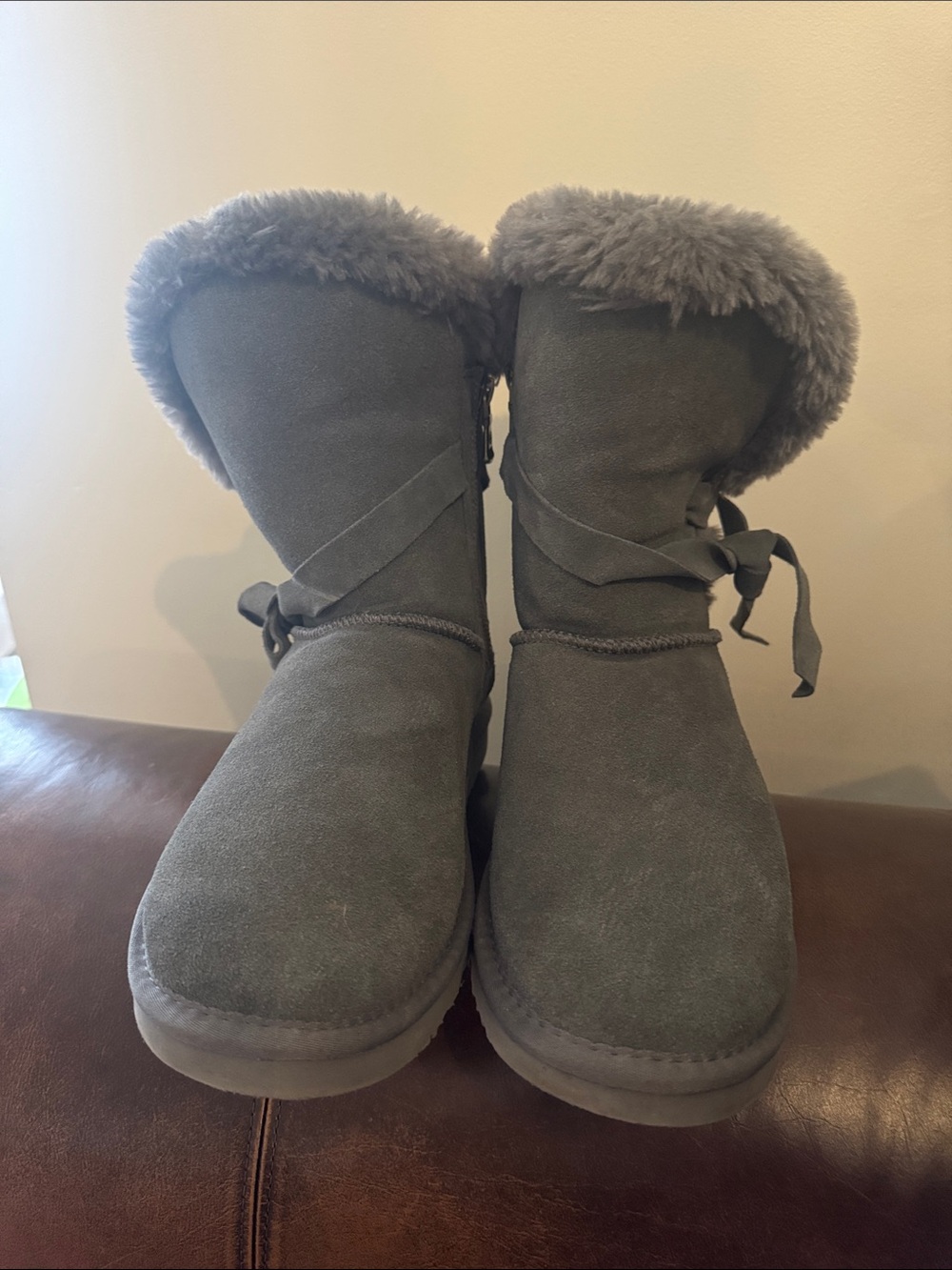 Lamo Gray Suede Faux Fur Winter Boots